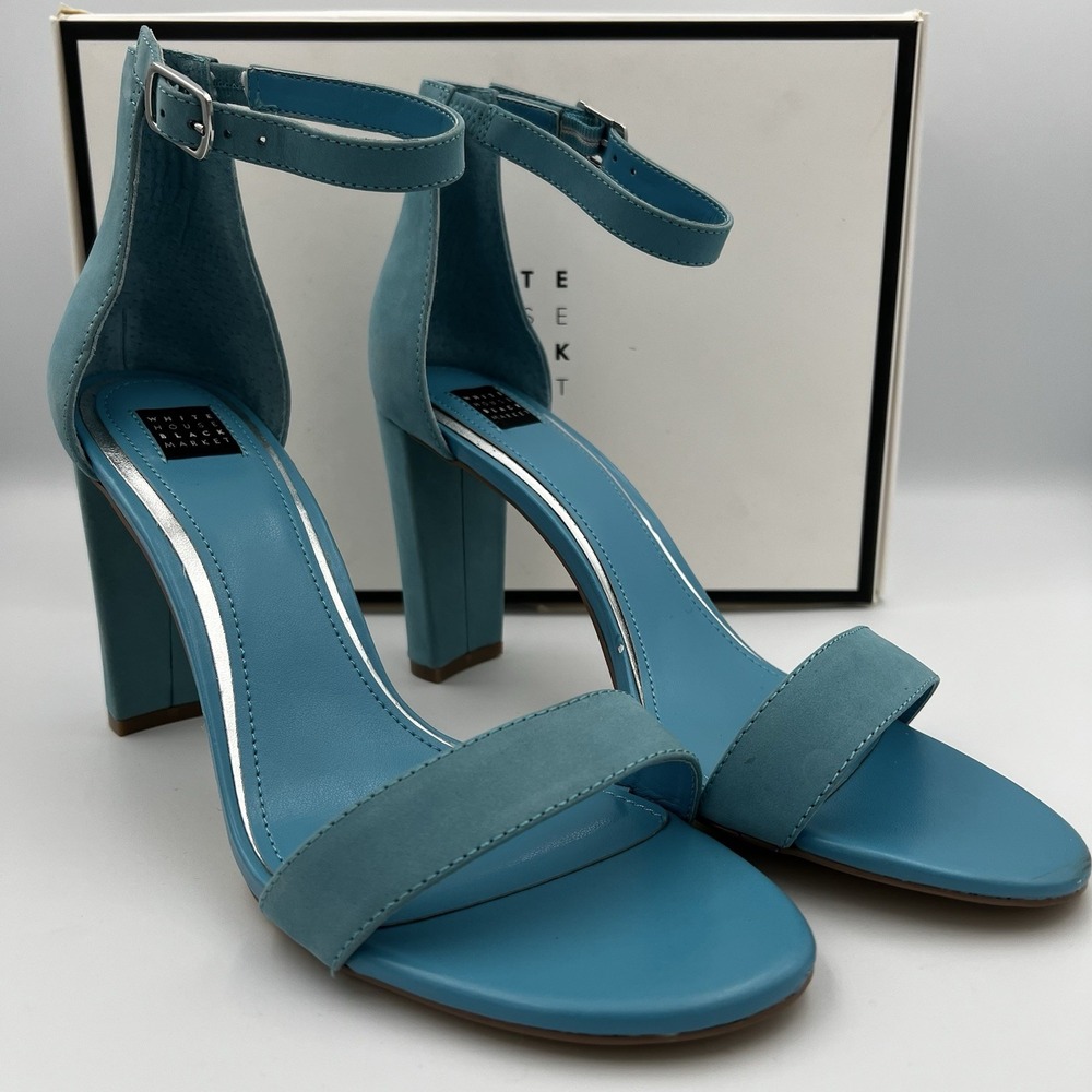 NEW! White‎ House Black Market Mylah Oasis Blue Chucky Heels Shoes 9.5 MSRP $130